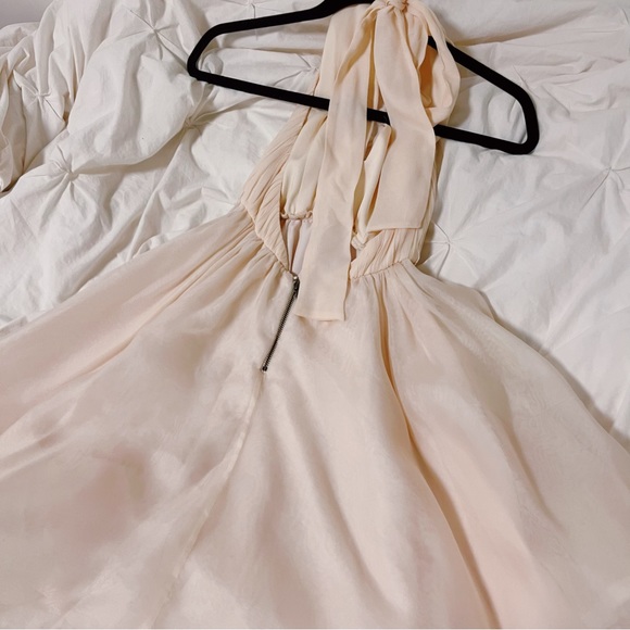 ALICE + OLIVIA Pale Pink Silk Organza V-Neck & Open Back Mini Dress Size XS - 0 - Picture 5 of 6